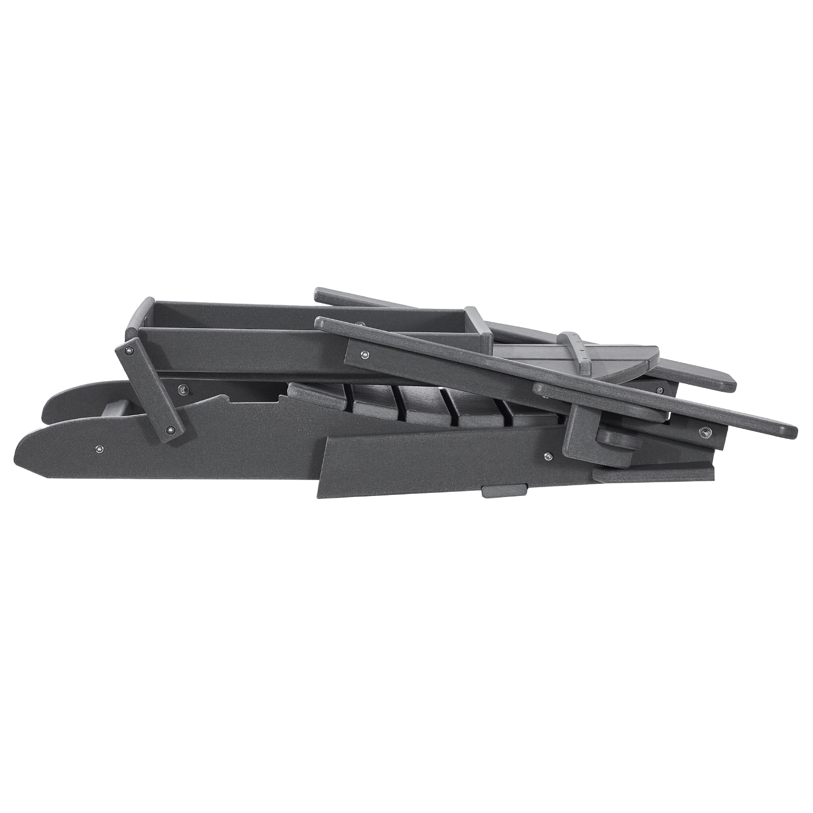 Set Of 2 Gray Adirondack Chairs All-weather Plastic Folding Seat_voghion.com